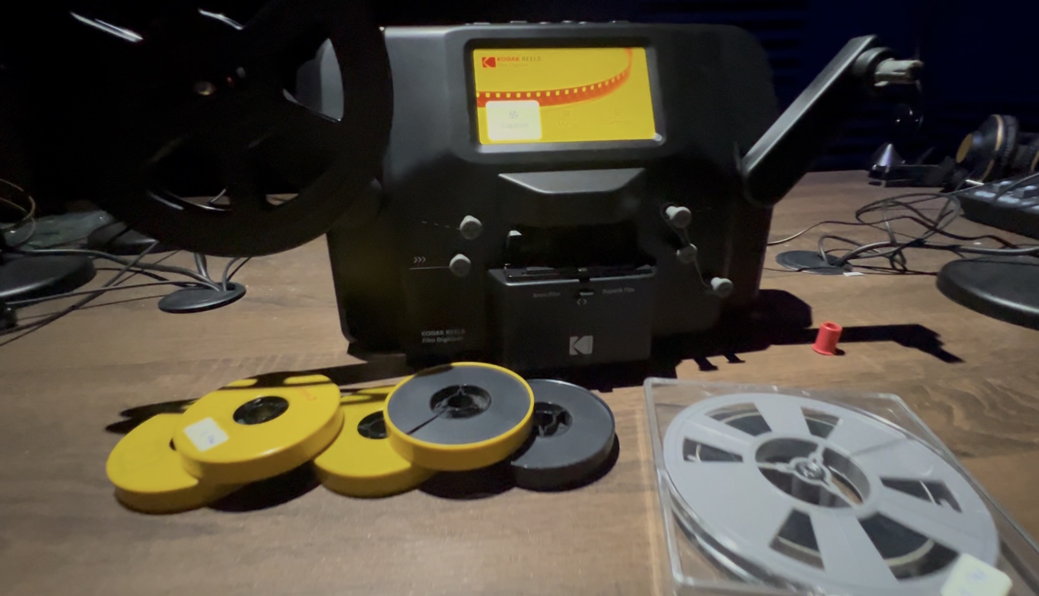 Kodak film digitiser scanning an 8mm reel in the studio