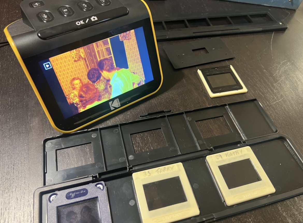 Kodak slide scanner digitising a 35mm slide