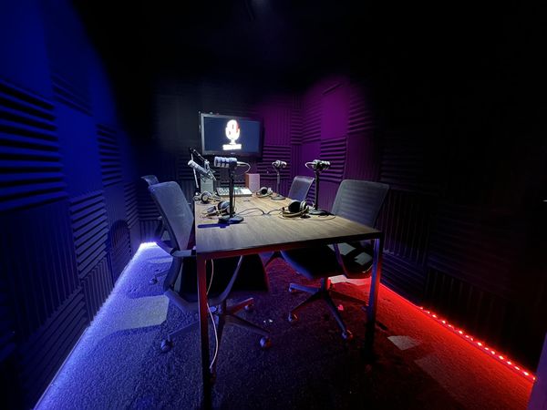 Recording desk and microphones